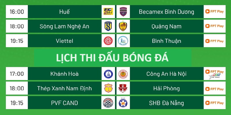 Lịch thi đấu bóng đá